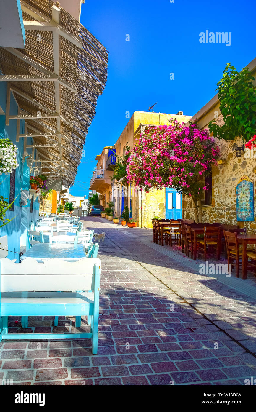 Streets of traditional village of Paleochora, Crete, Greece Stock Photo
