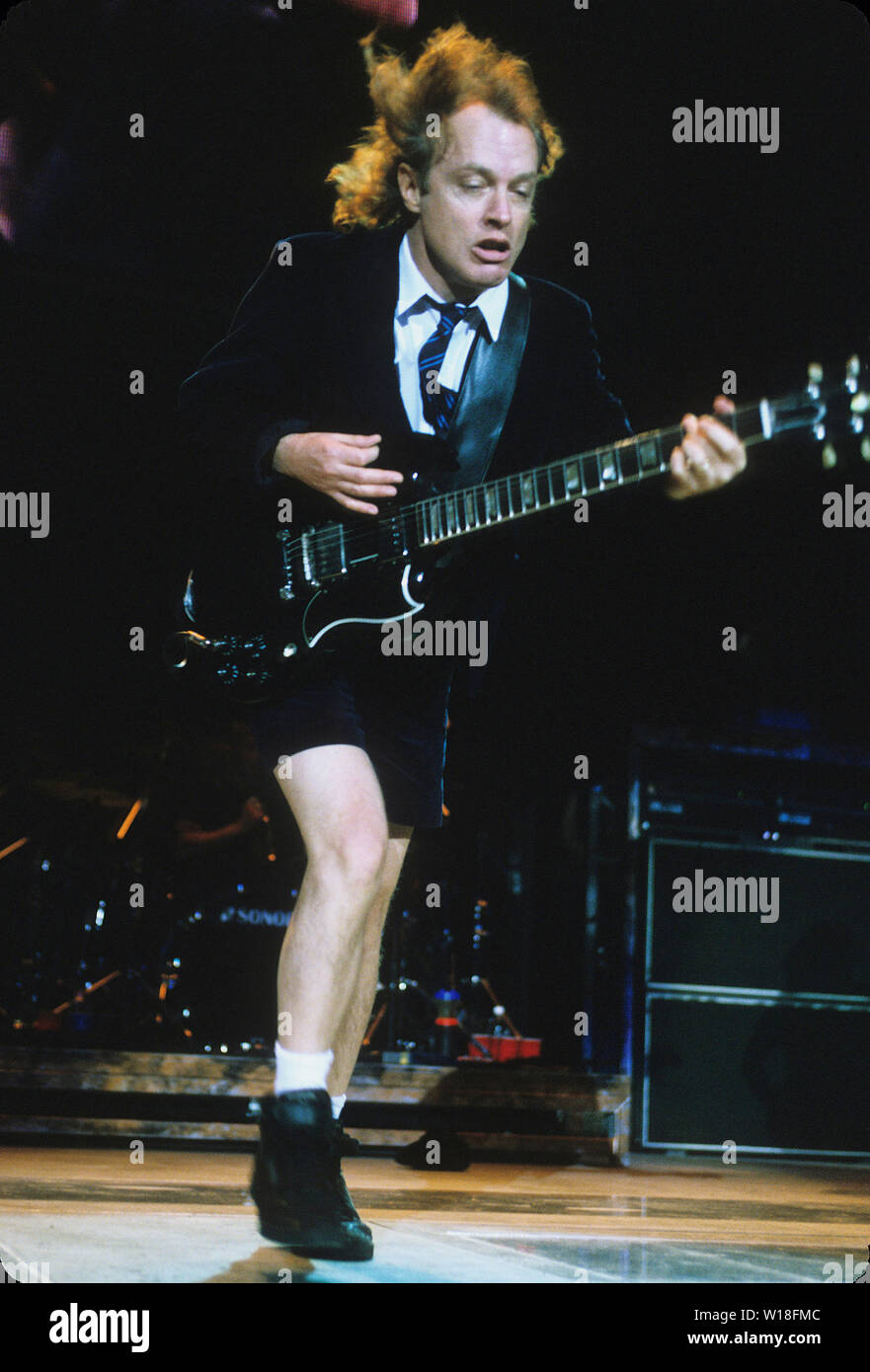 AC/DC US rock group with Angus Young about 2000.Photo: Jeffrey Mayer. Stock Photo