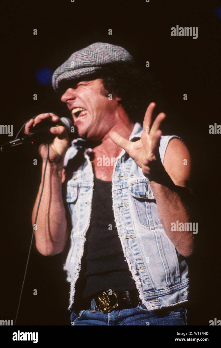 AC/DC US rock group with Brian Johnson about 1986. Photo:Jeffrey Mayer Stock Photo