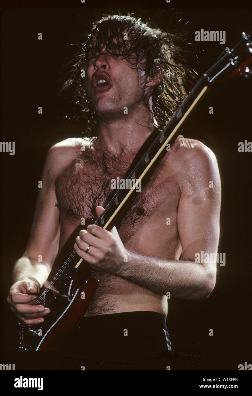AC/DC US rock group with Angus Young about 1986. Photo: Jeffrey Mayer ...