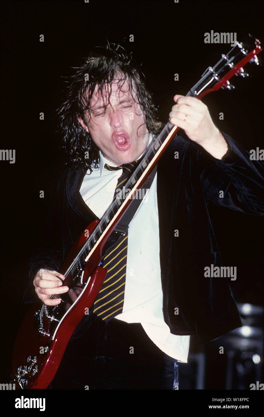 AC/DC US rock group with Angus Young about 1986. Photo: Jeffrey Mayer ...