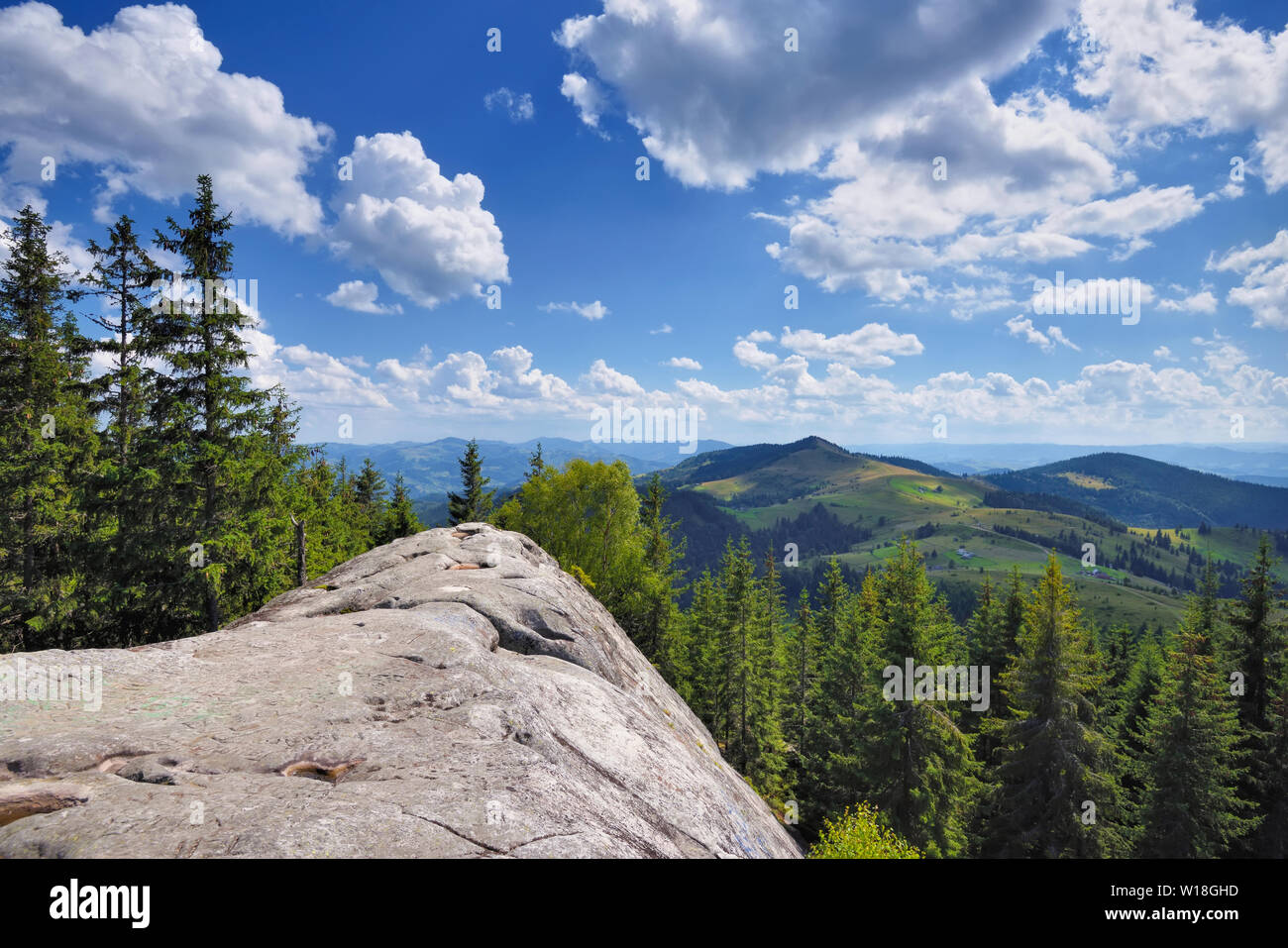 Summer landscape in mountains and blue sky with clouds Stock Photo - Alamy