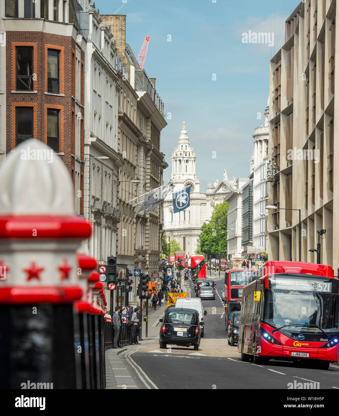 Street view of Cannon Street, London EC4, looking West Stock Photo