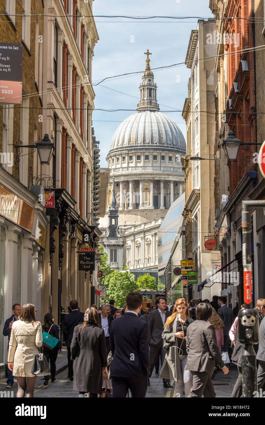 Watling Street City of London at lunch time on a summer's day Stock Photo