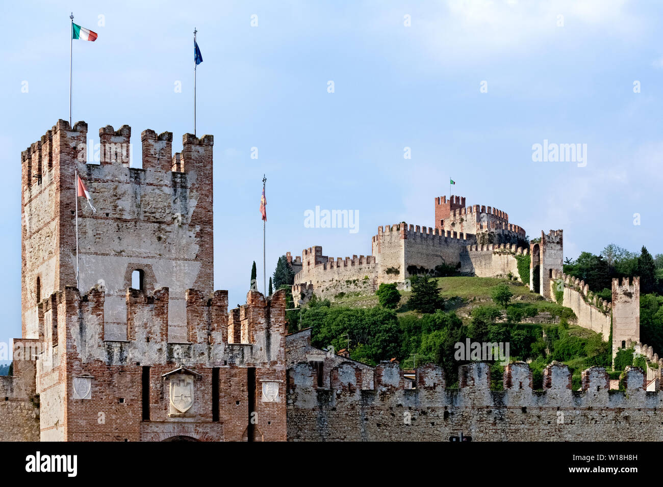 The Scaligero castle of Soave is one of the largest medieval buildings in northern Italy. Verona province, Veneto, Italy, Europe. Stock Photo
