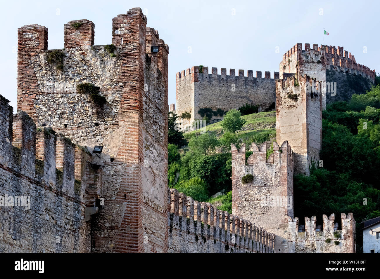 The imposing Scaligero castle of Soave. Verona province, Veneto, Italy, Europe. Stock Photo