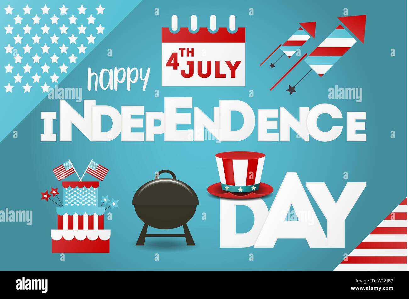Independence Day Greeting Card. Fourth of July. Vector illustration