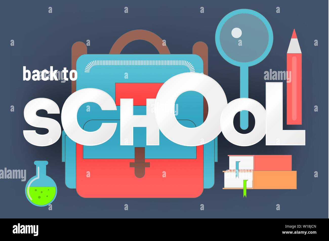 Back to School Poster Design with School Items and Elements. Vector Illustration. Stock Vector