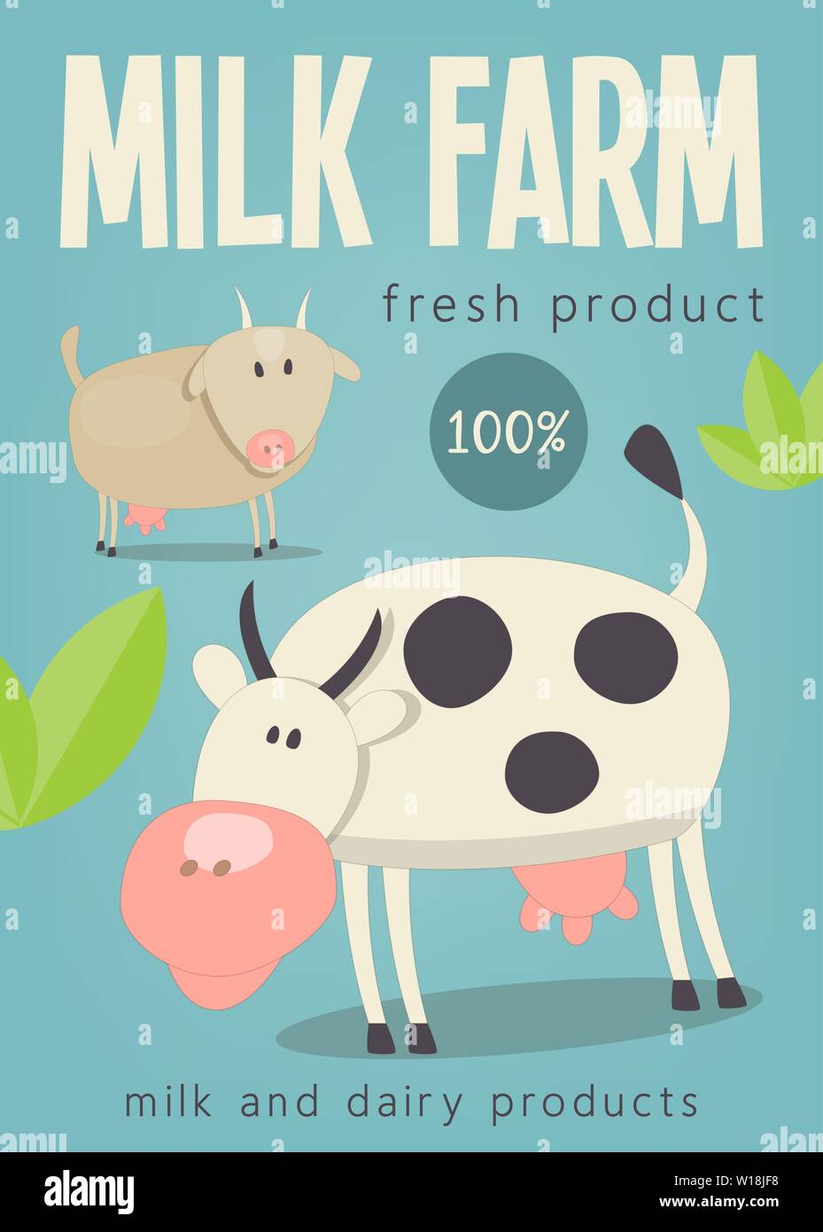 Dutch 1940/'s Milk Vintage Poster Print Retro Art Cartoon Cow Milk Advertising