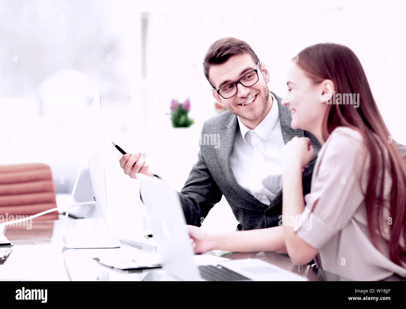 Two managers in a business meeting analyzing data.photo with copy space Stock Photo