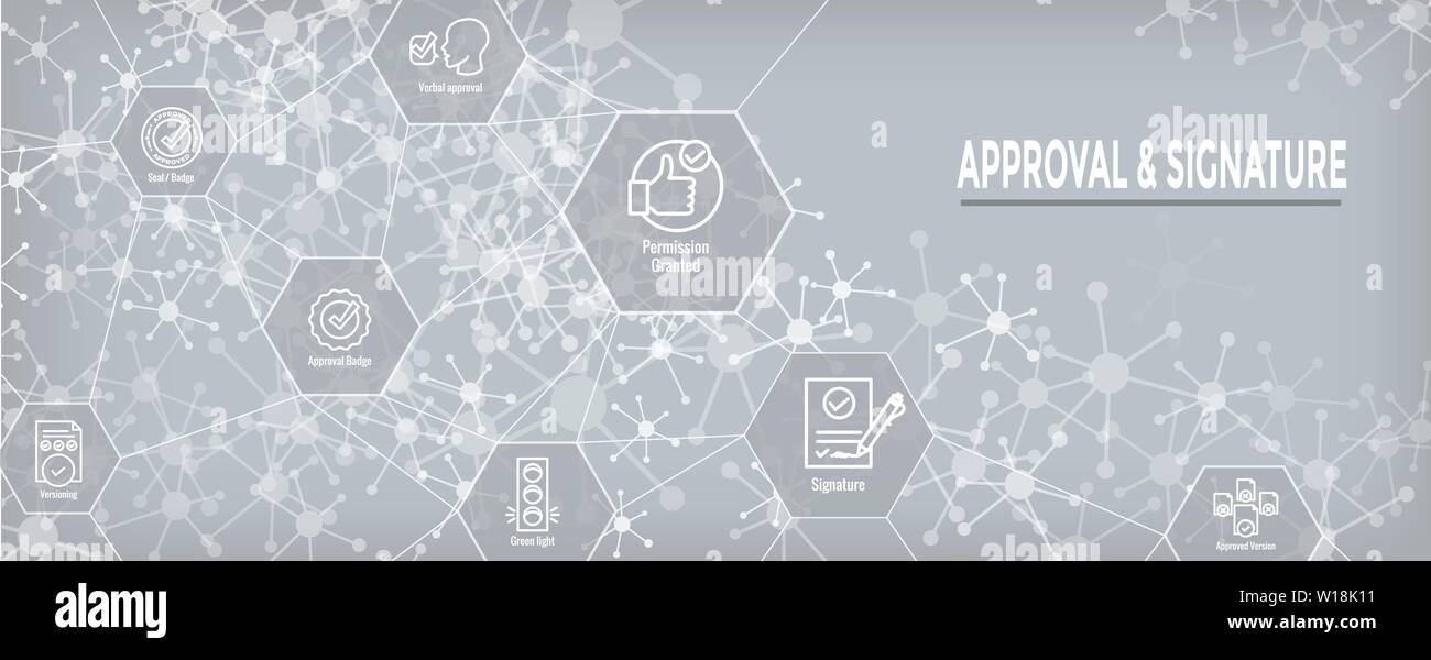 Approval and Signature Icon Set & Web Header Banner Stock Vector Image ...