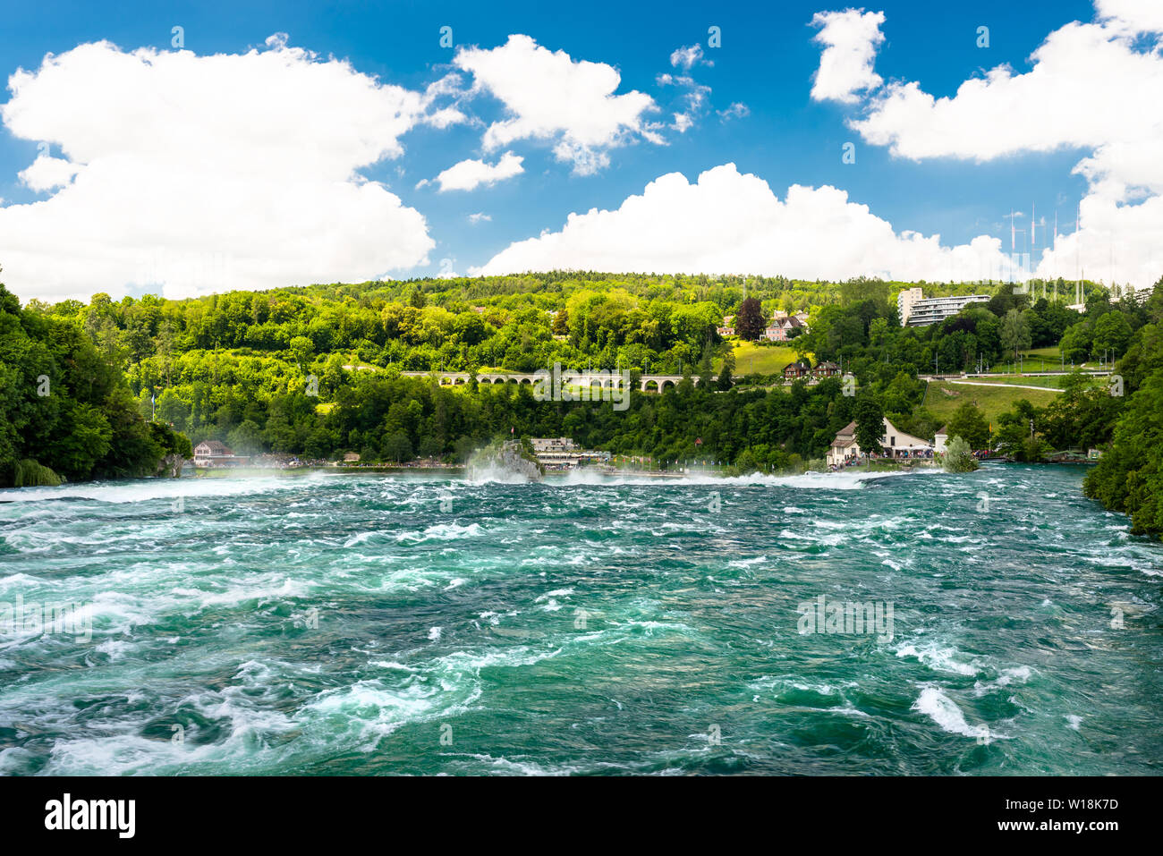 Beautiful view of the Rhine river in turquoise, at the source in