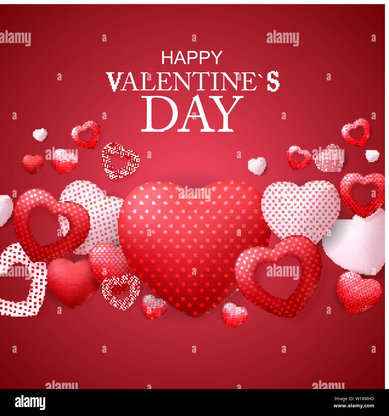 Happy Valentines Day Card with Heart. Vector Illustration Stock Vector ...
