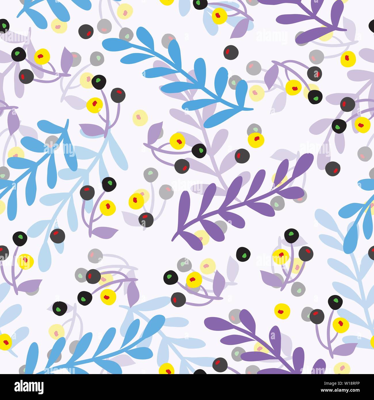 Seamless repeating pattern of leaves and berries Stock Vector Image ...