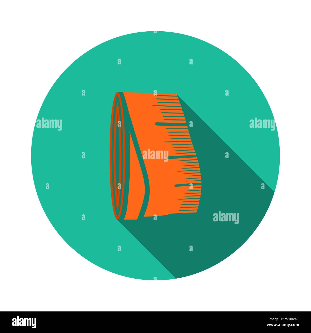 Tailor Measure Tape Icon. Flat Circle Stencil Design With Long Shadow. Vector Illustration. Stock Vector