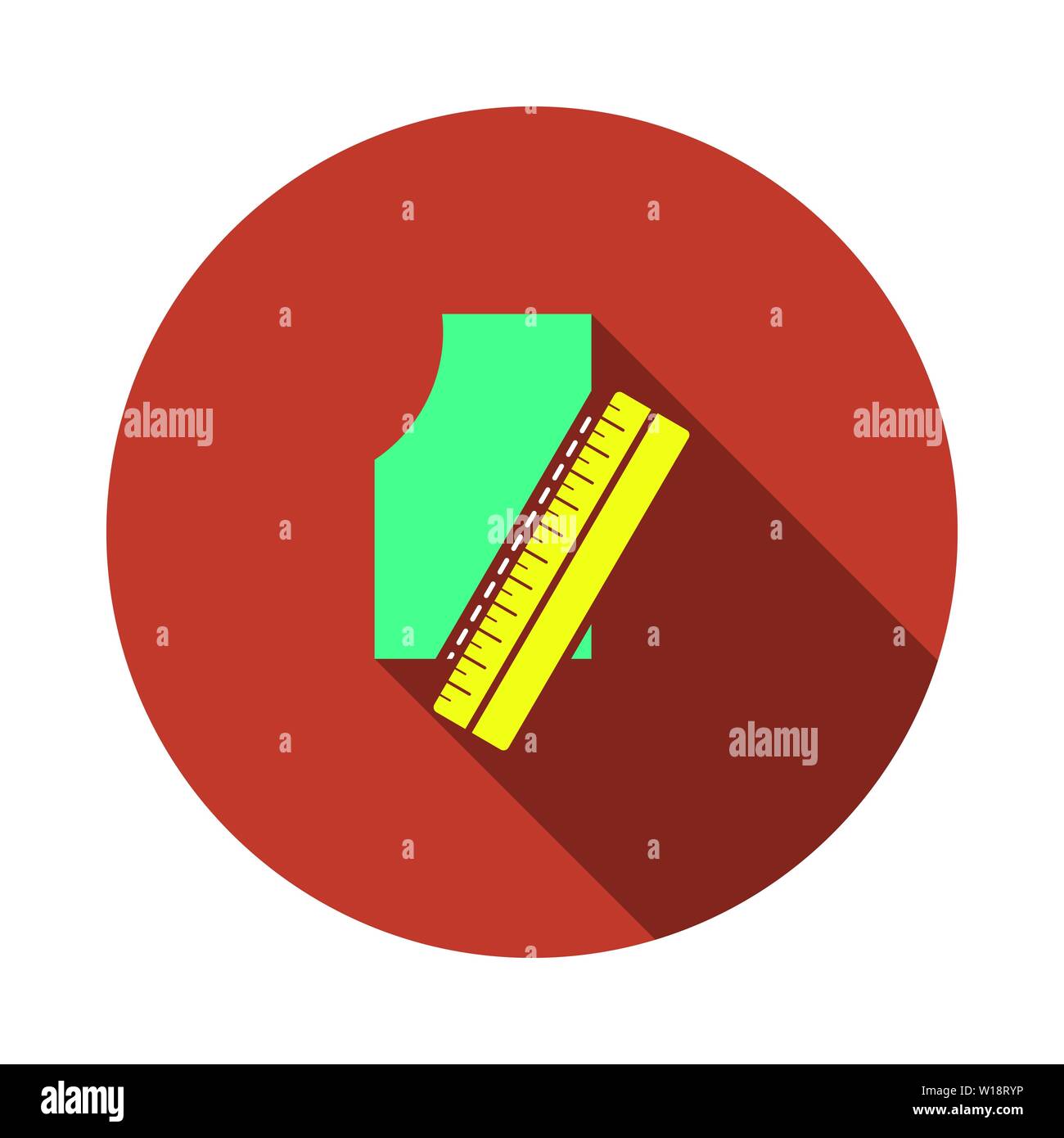 Sewing Pattern Icon Flat Circle Stencil Design With Long Shadow