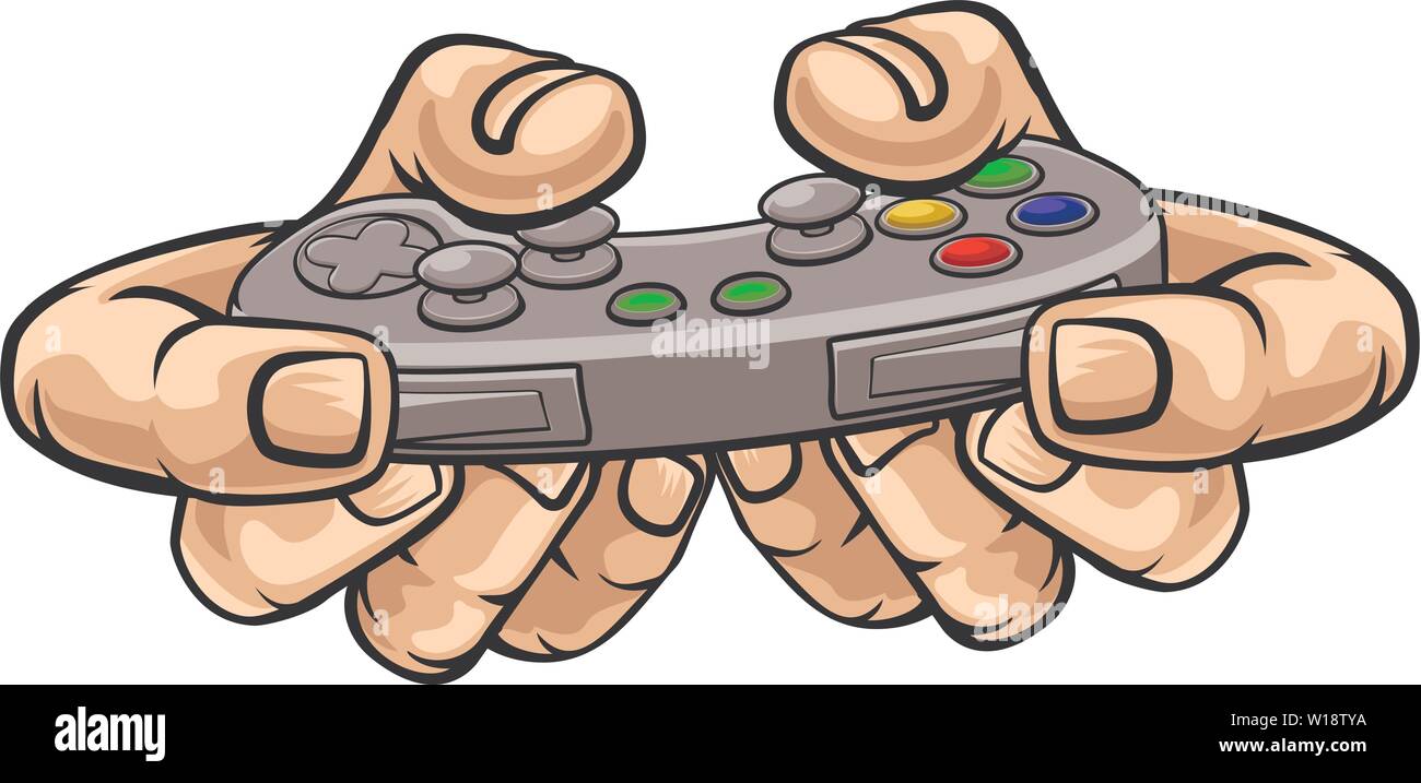 Gamer Hand Holding Video Gaming Game Controller Stock Vector