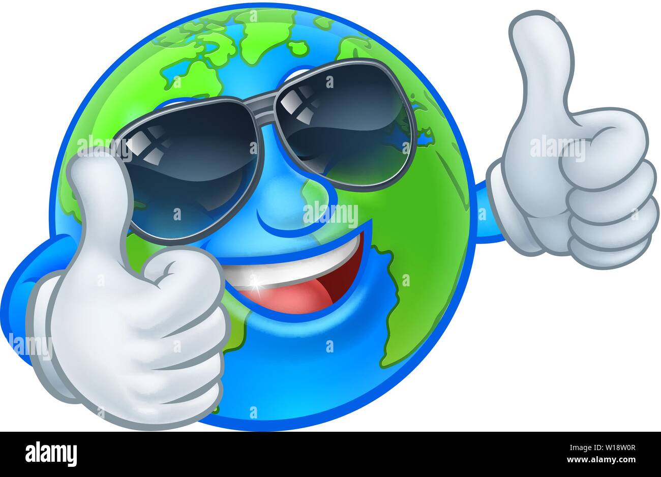 Earth Globe Shades Sunglasses Cartoon World Mascot Stock Vector