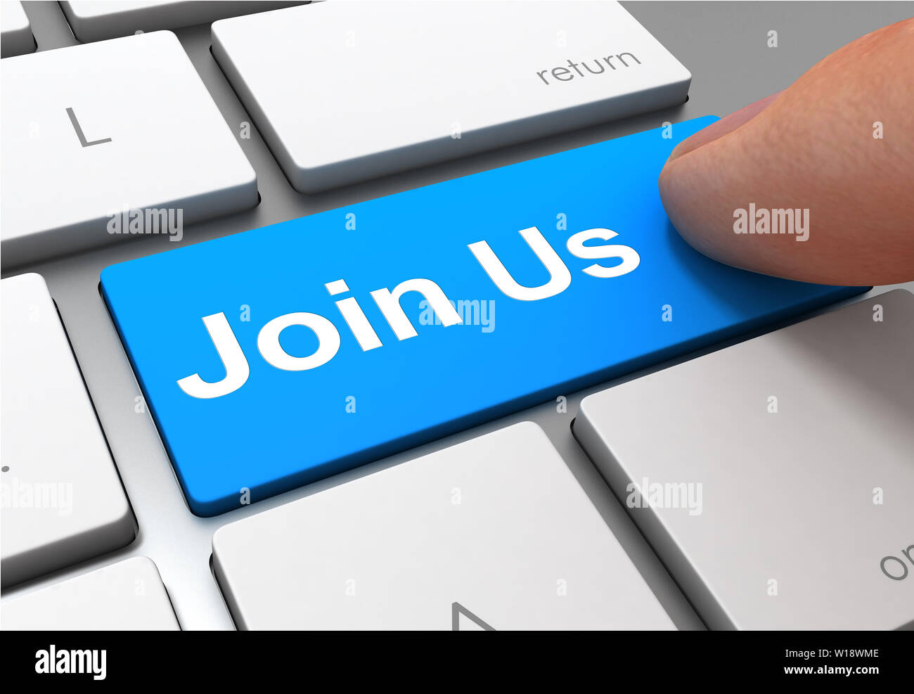 join us push button concept 3d illustration isolated Stock Photo - Alamy