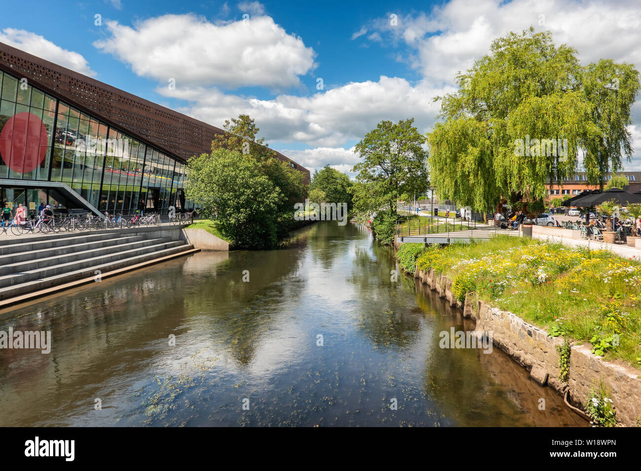 Vejle city center with the river, Denmark Stock Photo - Alamy