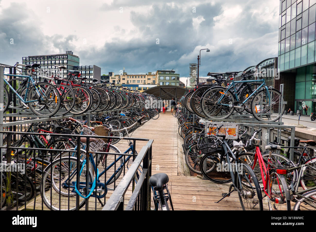 Bycicle parking in Aarhus city center, Denmark Stock Photo