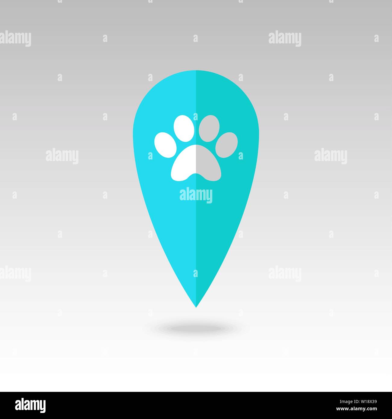 Dog paw pin map icon. Map pointer. Map markers. Destination vector icon. GPS location symbol. Mapping pins icon EPS 10 vector file has transparency, s Stock Vector