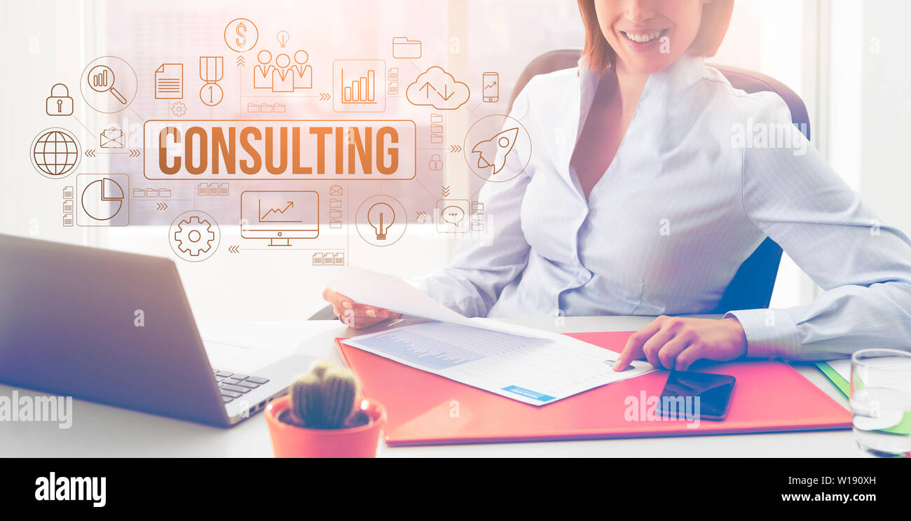 Business and finance professional consulting service smiling financial