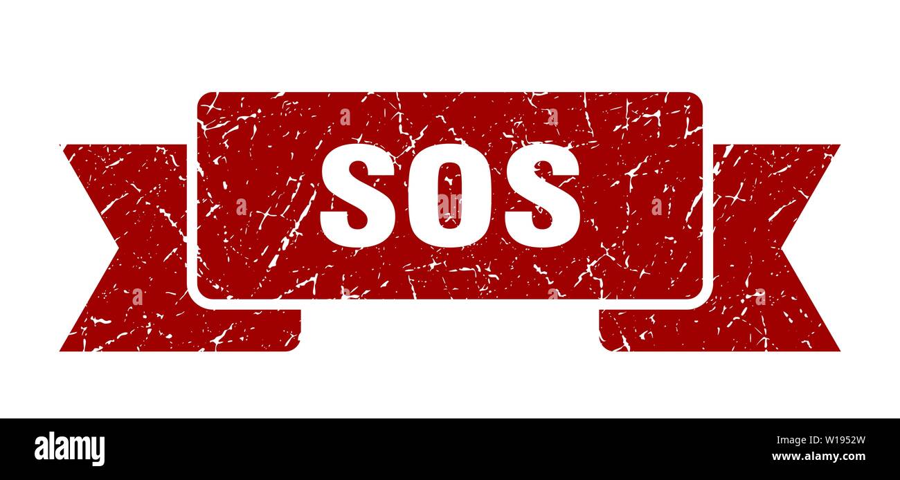 Sos grunge ribbon sos sign sos banner stock vector image art alamy