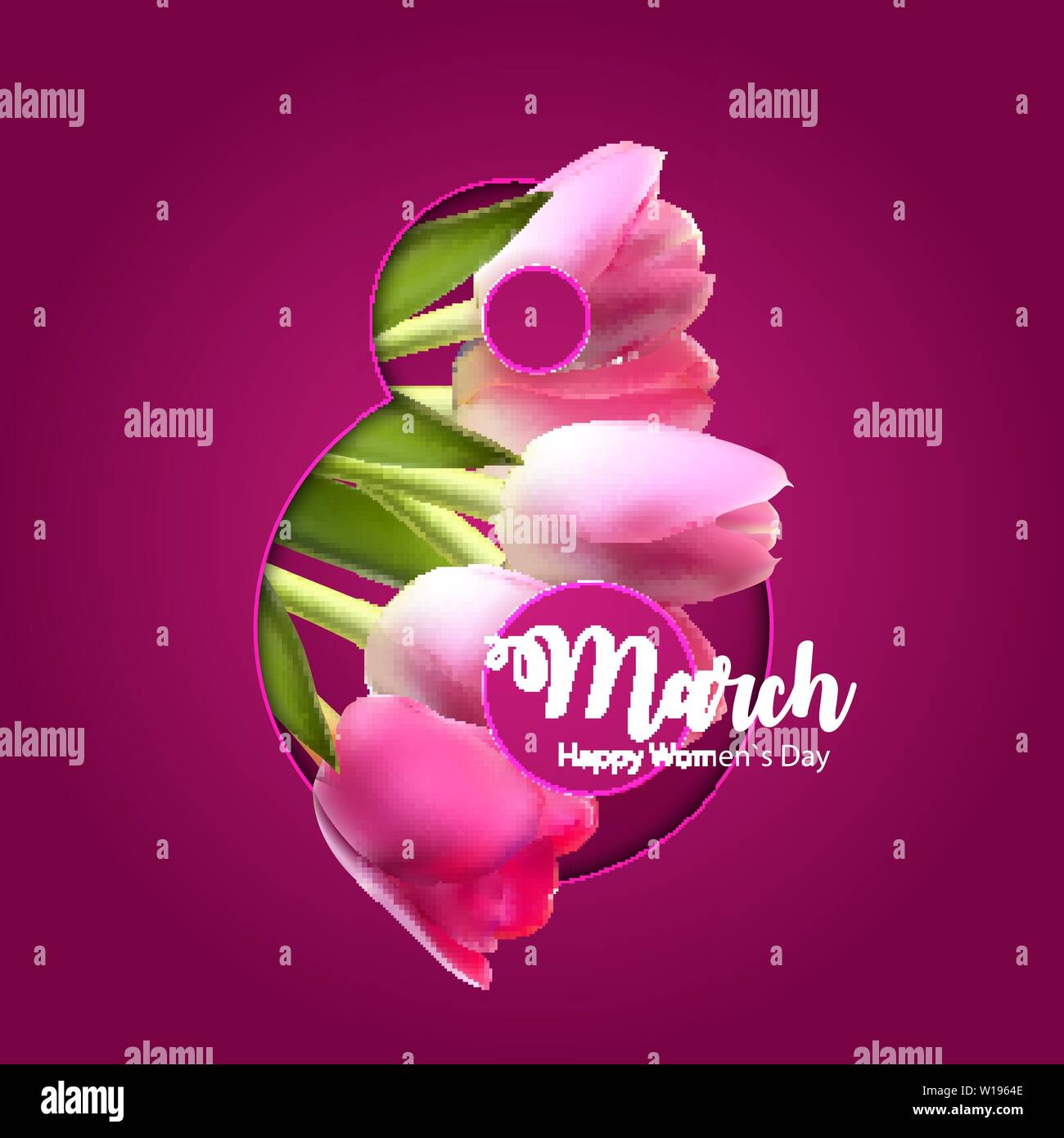 Poster International Happy Women's Day 8 March Floral Greeting card Vector Illustration Stock Vector