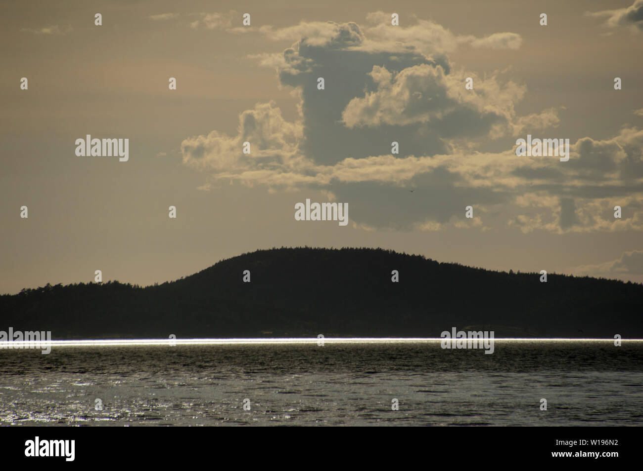 Views from West Beach, Whidbey Island,Washington at Sunset. Stock Photo