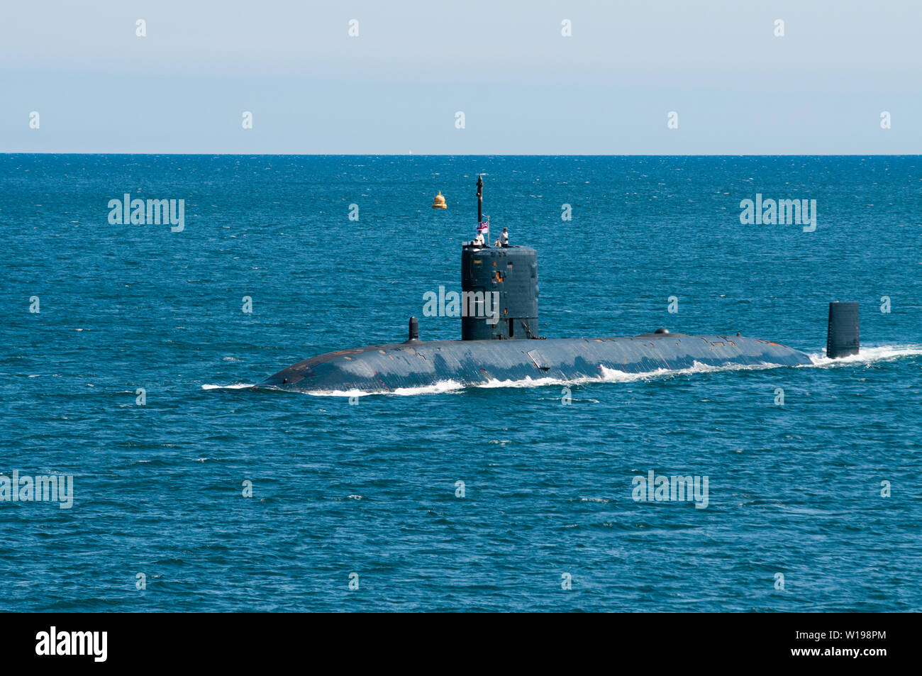The nuclear powered hunter killer submarine HMS Turbulent on the surface Stock Photo
