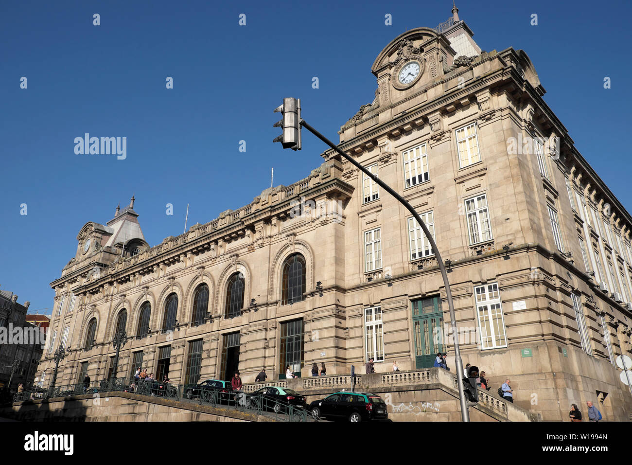 Front view of Sao Bento Station exterior in city of Porto outside ...