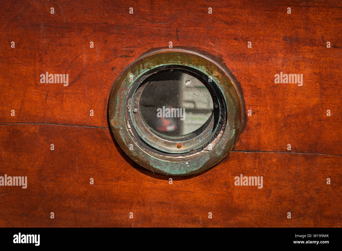 porthole on the boat Stock Photo