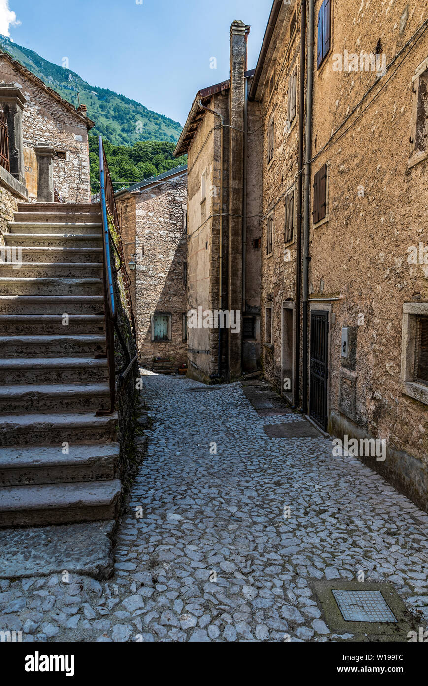 Italy Friuli Valcellina - Casso village almost completely uninhabited by the Vajont disaster Stock Photo
