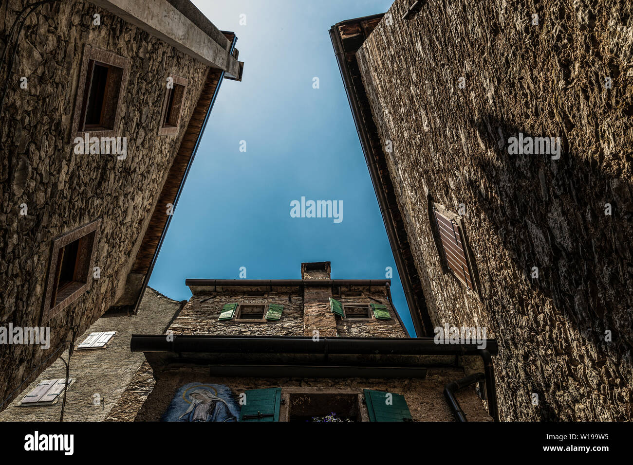 Italy Friuli Valcellina - Casso village almost completely uninhabited by the Vajont disaster Stock Photo