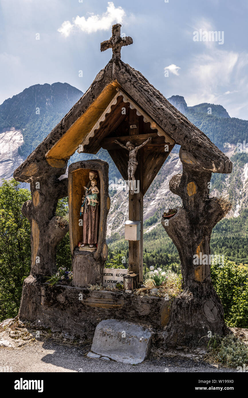 Italy Friuli Valcellina - Casso village almost completely uninhabited by the Vajont disaster Stock Photo