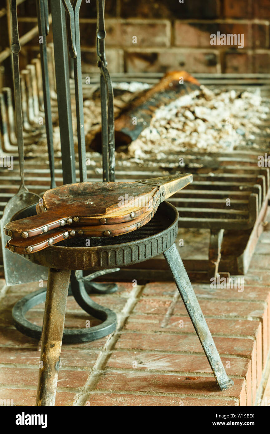 Fireplace bellows at home. Fire accessory Stock Photo Alamy