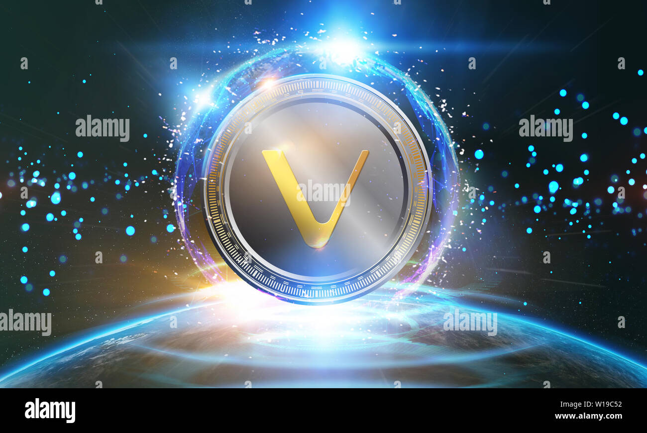 Crypto-currency, Vechain internet virtual money. Currency Technology Business Internet Concept. Stock Photo