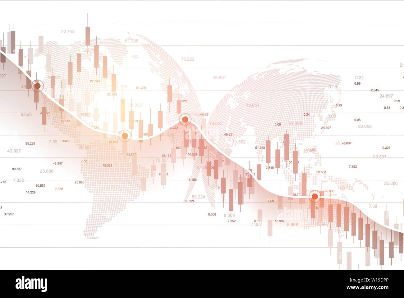 Stock market graph or forex trading chart for business and financial concepts. Abstract finance background investment or Economic trends business idea Stock Vector