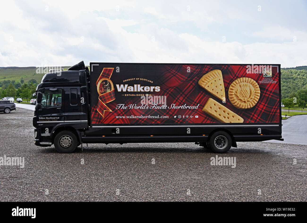 Walkers Shortbread Limited HGV. The World's Finest Shortbread. House of Bruar, Blair Atholl, Perth and Kinross, Scotland, United Kingdom, Europe. Stock Photo