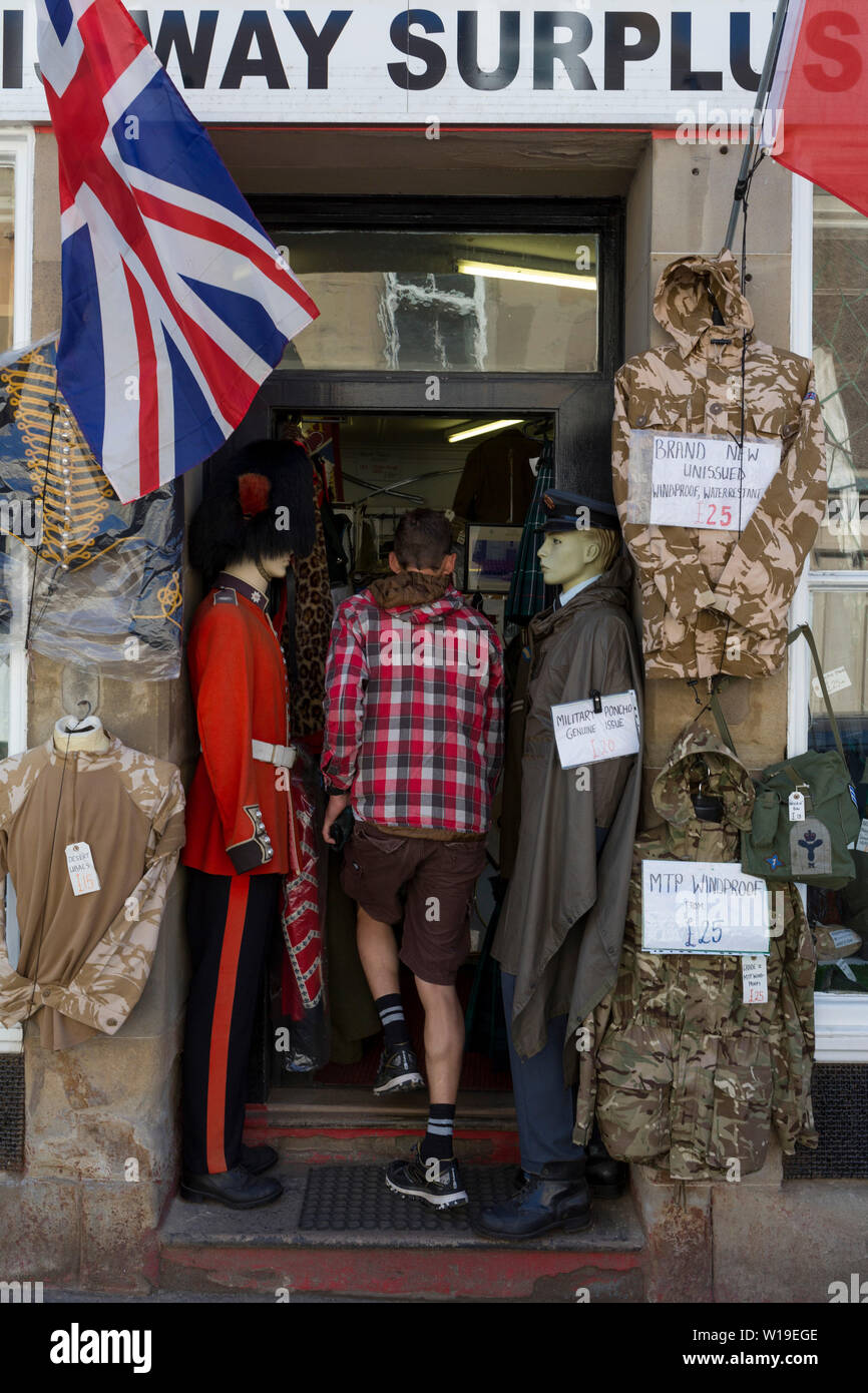 Army mannequins wearing historical and contemporary British uniforms, on 28th June 2019, in Coldstream, Scotland. Stock Photo