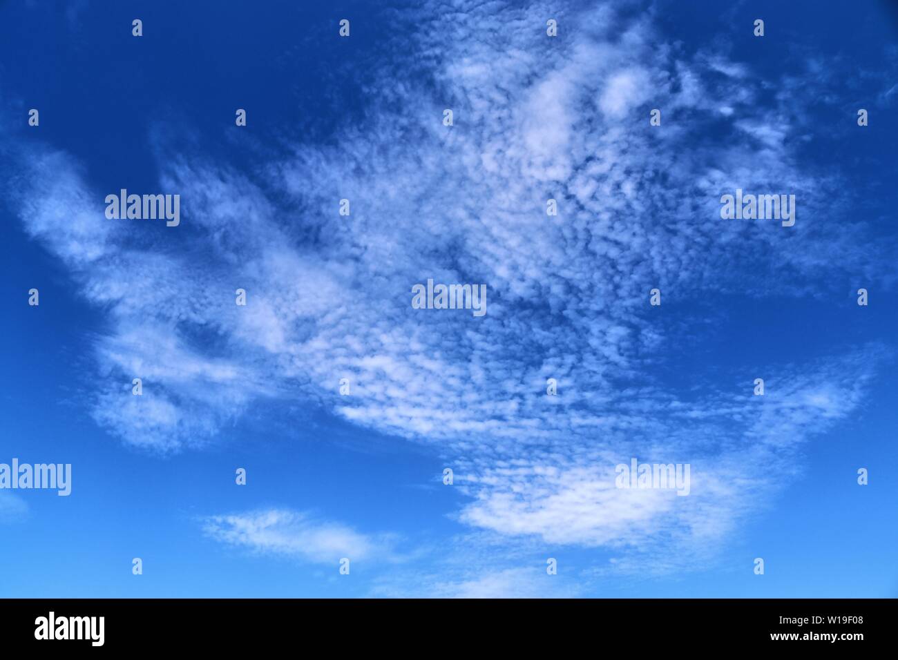 Beautiful fluffy white clouds in a deep blue sky on a summer day Stock ...