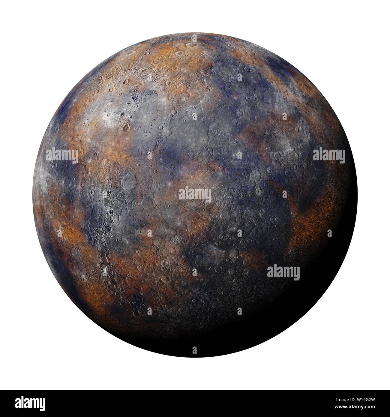 planet Mercury isolated on white background (3d space rendering, elements of this image are furnished by NASA) Stock Photo