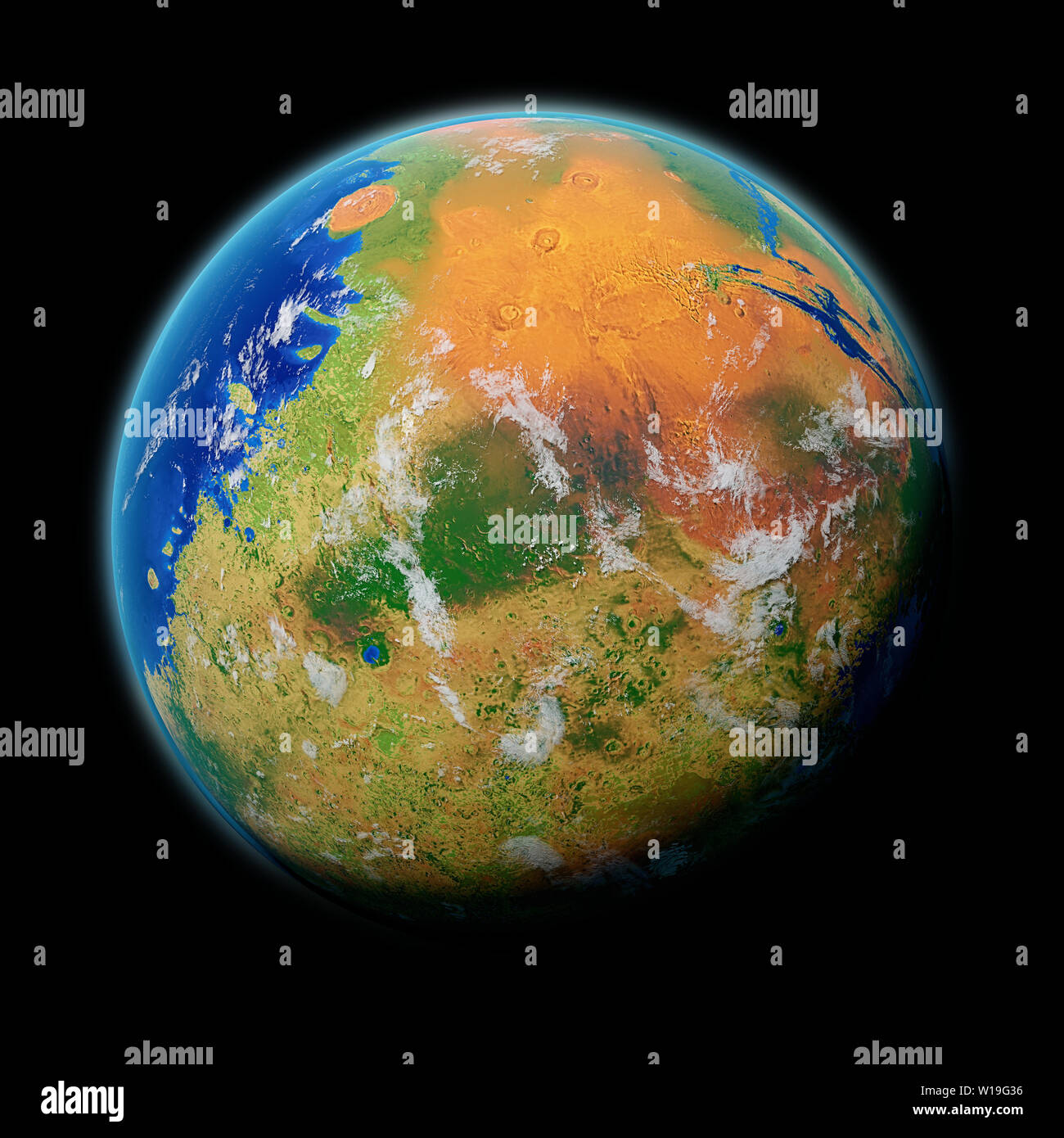 terraforming Mars, the red with plants, water and oxygen