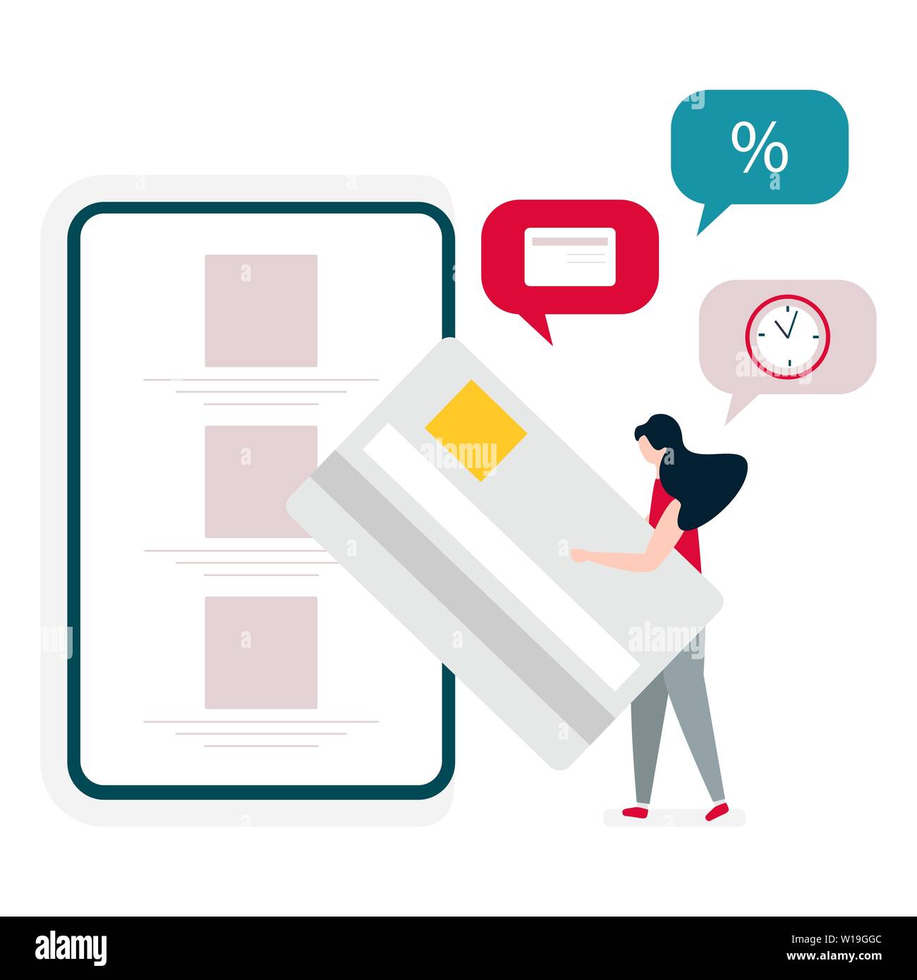 Vector Illustration With Man Performs Banking Transactions Using A