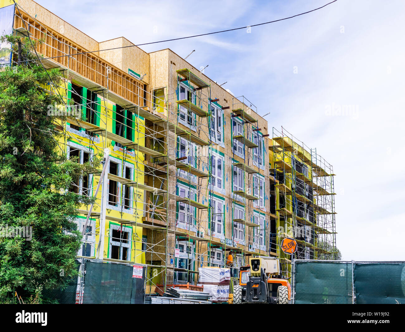 View of June 24, 2019 Mountain View / CA / USA - New and modern, multilevel ...