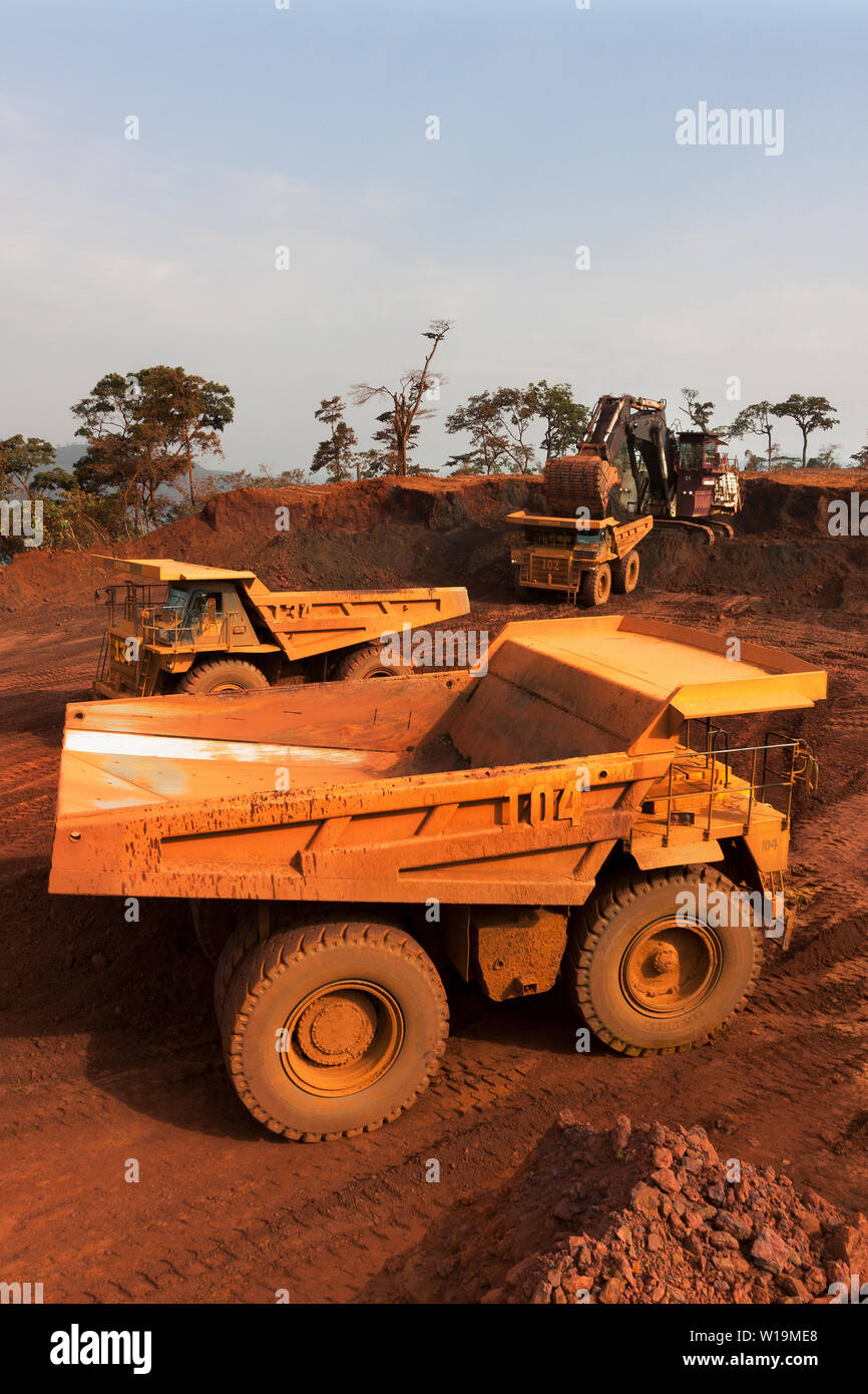 Mining operations for transporting and managing iron ore Stock Photo