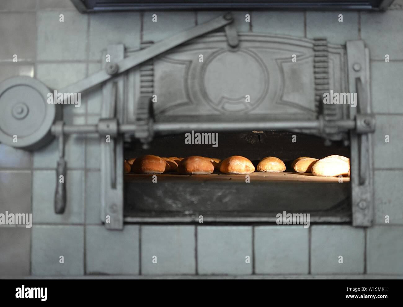 baked bread in a traditional oven Stock Photo Alamy