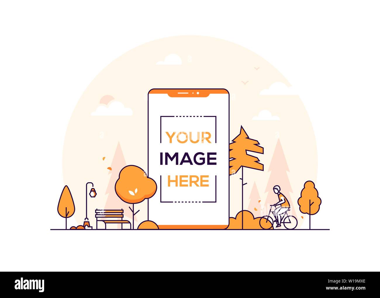 City park - modern thin line design style vector illustration Stock ...