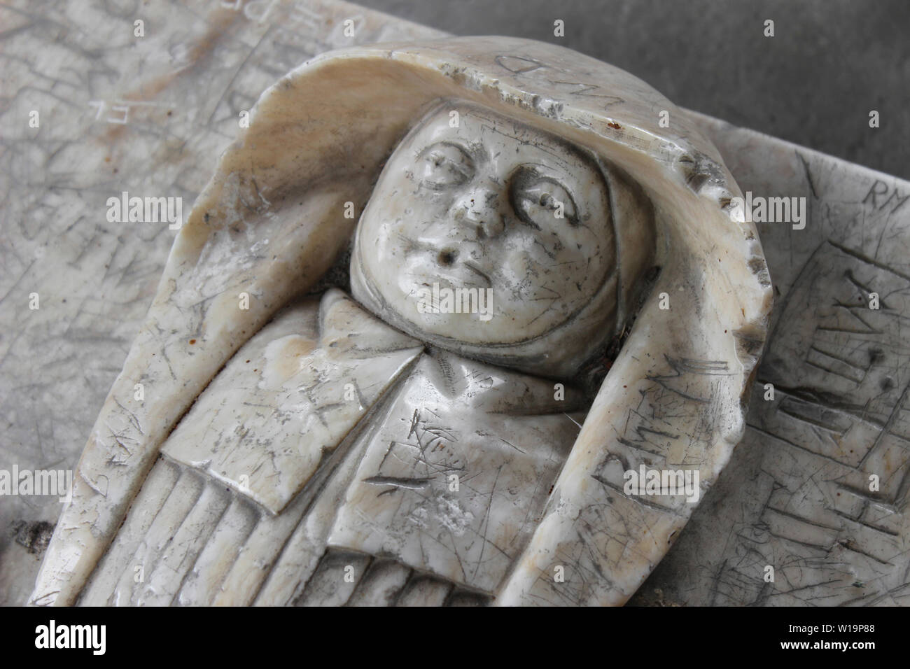 Stone Memorial to Sidney Wynn in Gwydir Chapel, St Grwst's Church, Llanrwst, Conwy, Wales Stock Photo